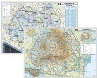 HARTA ROMANIA - ADMINISTRATIVA  (fata) Scara 1:1.150.000/ dim. 70x50 cm si ROMANIA - FIZICA (verso) Scara 1:1.150.000/ dim. 70x50 cm (HP24L)