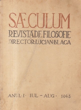 Saeculum - Revista de filosofie, Iulie-August 1943