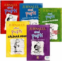 Seria Jurnalul unui pusti (5 volume: Un roman in benzi desenate, Rodrick e cel mai tare, Ultima picatura, Caldura mare, Adevarul gol-golut)