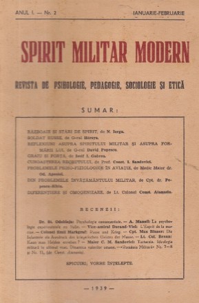 Spirit Militar Modern, Ianuarie-Februarie 1939 - Revista de Psihologie, Pedagogie, Sociologie si Etica