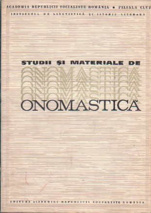 Studii si Materiale de Onomastica