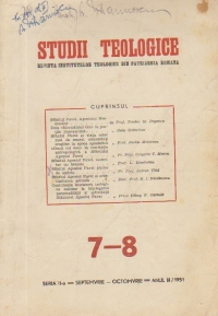 Studii Teologice - Revista Institutelor Teologice din Patriarhia Romana, Nr. 7-8/1951