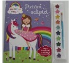 Unicornul magic. Pictam cu sclipici. Carte de colorat cu pensula si acuarele