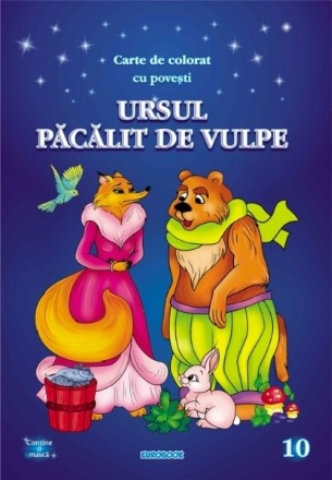 Ursul pacalit de vulpe - carte de colorat cu povesti (format A4)